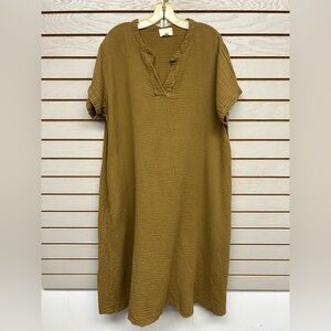 Honest Cotton Textured Greenish Dress